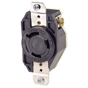 30-Amp, 125/250-Volt, NEMA L10-30R, 3P, 3W, Flush Mounting Locking Receptacle, Industrial Grade, Non-Grounding, V-0-MAX, Black