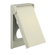 Product image for Leviton 4926 1-Gang Gray Die-Cast Zinc Vertical Device Mount Self Closing Duplex Receptacle Weatherproof Box Cover