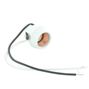 Medium Base HID Porcelain Lampholder, 4Kv Pulse Rated, Keyless, Two Leads, 18Awg Sew-2 200C 600V, For High Pressure Sodium Lamp