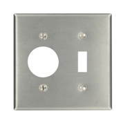 2-Gang 1-Toggle 1-Single 1.406 Inch Dia. Device Combination Wallplate, Standard Size, 430 Stainless Steel, Device Mount, - Stainless Steel