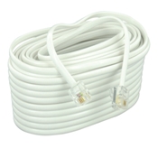 50-Feet Flatwire Modular Phone Line Cord with Modular Plugs, White