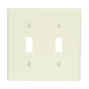 2-Gang Toggle Device Switch Wallplate, Standard Size, Thermoset, Device Mount, Light Almond