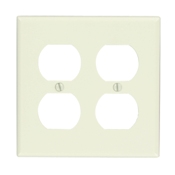 Product image for Leviton 78016 4.56 x 0.22 x 4.5 Inch 2-Gang Smooth Light Almond Thermoset Device Mount Standard Receptacle Wallplate