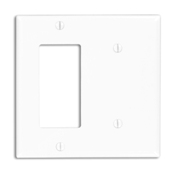 Product image for Leviton 80708-W 2-Gang 1-Blank 1-Decora/GFCI Device Standard Size Strap Mount White Combination Wallplate
