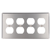 4-Gang Duplex Device Receptacle and Wallplate, Device Mount, 302 Stainless Steel, Satin Finish