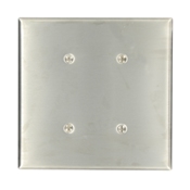 2-Gang No Device Blank Wallplate, Standard Size, Strap Mount, Stainless Steel