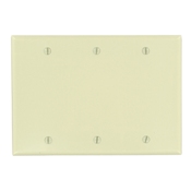 Product image for Leviton 86033 3-Gang Blank Wallplate, Thermoset, Ivory
