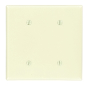 2-Gang No Device Blank Wallplate, Thermoset, Strap Mount, Ivory