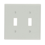 2-Gang Toggle Device Switch Wallplate, Standard Size, Thermoset, Device Mount, Gray