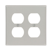 2-Gang Duplex Device Receptacle Wallplate, Standard Size, Thermoset, Device Mount, Gray