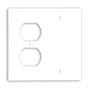 2-Gang 1-Duplex 1-Blank Device Combination Wallplate, Standard Size, Thermoset, Box Mount, Brown