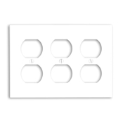 3-Gang Duplex Device Receptacle Wallplate, Standard Size, Thermoset, Device Mount, Ivory