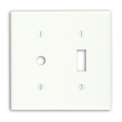 2-Gang 1-Toggle 1-Telephone/Cable .406 Device Combination Wallplate, Thermoset, Strap Mount, White