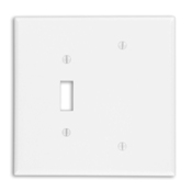 2-Gang 1-Toggle 1-Blank Device Combination Wallplate, Oversized, Thermoset, Box Mount, White