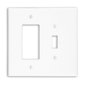 2-Gang 1-Toggle Decora/GFCI Device Combination Wallplate, Oversized, Thermoset, Device Mount, White