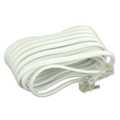 15-Feet Flatwire Modular Phone Line Cord with Modular Plugs, White