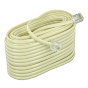 50-Feet Flatwire Modular Phone Line Cord with Modular Plugs, Ivory