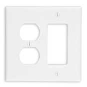 2-Gang 1-Duplex 1-Decora/GFCI Combination Wallplate, Midway Size, White