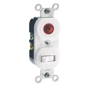 15A, 120V, Duplex Style 3-Way, Neon Pilot AC Combination Switch, Commercial Grade, Ivory