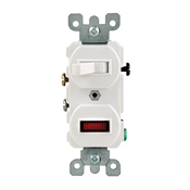 15 Amp, 120 Volt, Duplex Style Single-Pole, Neon Pilot AC Combination Switch, Commercial Grade, Ivory