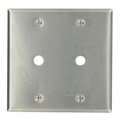 2-Gang .406-Inch Hole Device Telephone/Cable Wallplate, Standard Size, Box Mount, Stainless Steel