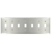 7- Gang Stainless Steel Metal Wallplate, Standard Size, Device Mount, Stainless Steel