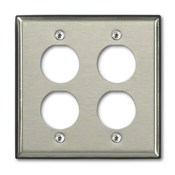 DuraPort Industrial Stainless Steel Wallplate, dual gang, 4-port.  Connector housing and cap not included.
