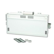 CEILING ENCLOSURE, 2' X 4' WITH JUNCTION BOX FOR DUPLEX POWER OUTLET, AND A FAN, ACCOMODATES 4U OF ACTIVE LAN EQUIPMENT, AND UP TO 4U OF 19" WIDE RACK MOUNT SPACE DIVIDED INTO 4U-4U SECTIONS.