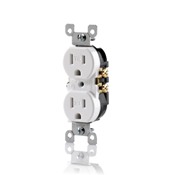 15 Amp, 125 Volt, Tamper Resistant, Duplex Receptacle, Residential Grade, Self Grounding, White