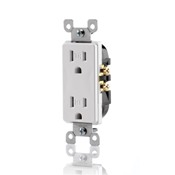 15 Amp 125 Volt, Tamper Resistant, Decora Duplex Receptacle, Straight Blade, Grounding, White