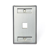 QuickPort Wallplate, Single Gang, 1-Port, Stainless Steel, with Designation Window
