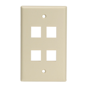 QuickPort Wallplate For Large Connectors, Single Gang, 4-Port, Ivory