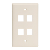 QuickPort Wallplate For Large Connectors, Single Gang, 4-Port, Light Almond