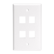 QuickPort Wallplate For Large Connectors, Single Gang, 4-Port, White