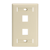 2-Port Quickport Wallplate with ID Windows and Extended Port Spacing, Ivory