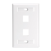 2-Port Quickport Wallplate with ID Windows and Extended Port Spacing, White