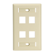 4-Port Quickport Wallplate with ID windows and Extended Port Spacing, Ivory