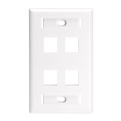 4-Port Quickport Wallplate with ID windows and Extended Port Spacing, White