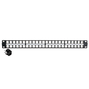 GigaMax 5e QuickPort High Density Patch Panel, 48-Port , 1RU, CAT 5e.  Cable management bar (49005-DMB) and port ID label kit included.