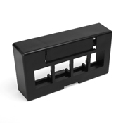 QuickPort Modular Furniture Ext. Depth Faceplate, 4-port, black. Includes 1 blank insert. Compatible with Steelcase, Haworth, HON, and Others. Compatible with Herman Miller when G1189A Reducer (from Herman Miller) is used.