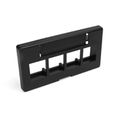 QuickPort Modular Furniture Faceplate, 4-port, black. Includes 1 blank insert. Compatible with Steelcase, Haworth, HON, and Others. Compatible with Herman Miller when G1189A Reducer (from Herman Miller) is used.