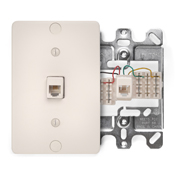 Telephone Wall Phone Jack, 6P4C, Light Almond