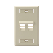 Angled QuickPort Wallplate with ID Window, 2-port, single gang, ivory.