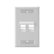 Angled QuickPort Wallplate with ID Window, 2-port, single gang, white.