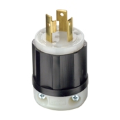 30 Amp, 125 Volt, NEMA L5-30P, 2P, 3W, Locking Plug, Industrial Grade, Grounding - Black-White