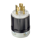 Product image for Leviton 2611 30amp 125v Black Locking Plug, 2-Pole 3-Wire, Industrial Grade