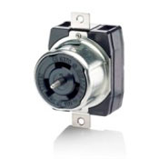 Product image for Leviton CS8169 50 Amp 3-Phase 480 VAC 3-Pole 4 Wire Black and White Locking Flush Mount Grounding Black Receptacle