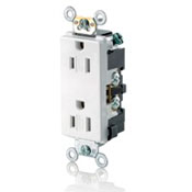 15 Amp, 125 Volt, Decora Plus Duplex Receptacle, Straight Blade, Tamper Resistant, Commercial Grade, Self Grounding, White