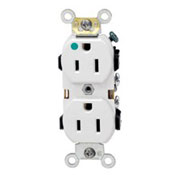 15 Amp, 125 Volt, Duplex Receptacle, Heavy Duty Hospital Grade, Straight Blade, Self Grounding, Back and Side Wired, Light Almond