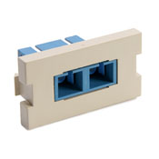 MOS Insert, Duplex SC Fiber Adapter with Zirconia Ceramic Sleeve, 1 unit high, ivory.  For use with Single-Mode or Multi-Mode fiber.